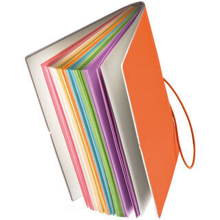 Pocketbook with elastic strap and coloured pages